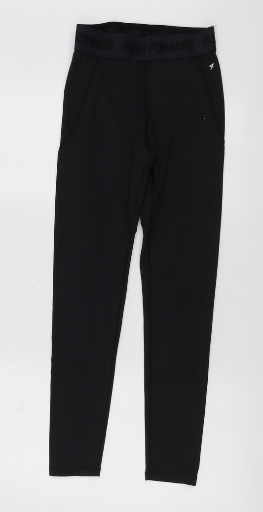 Workout Womens Black  Polyester Jogger Leggings Size XS L26 in Regular