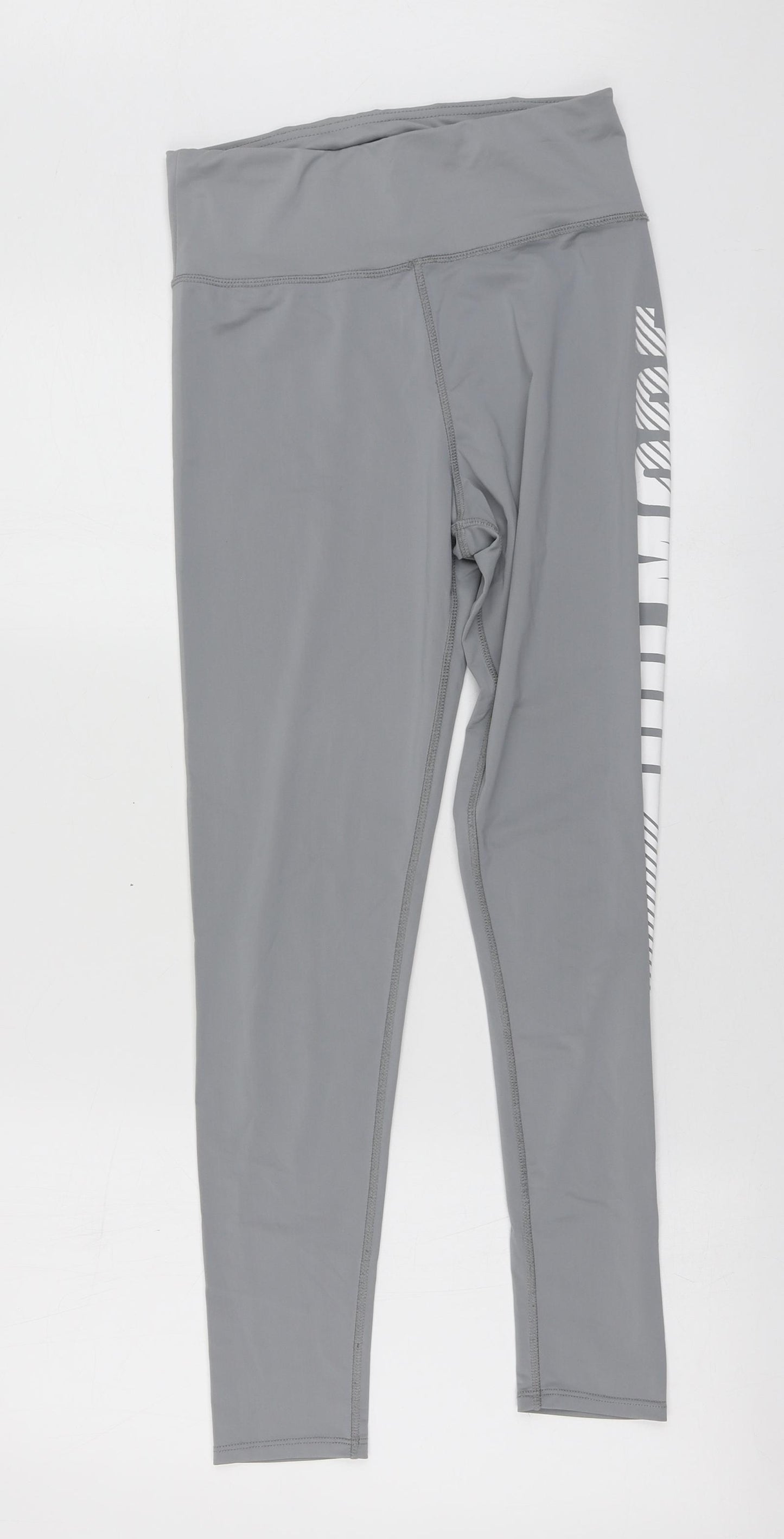 Workout Womens Grey Geometric Polyester Jogger Leggings Size S L25 in Regular