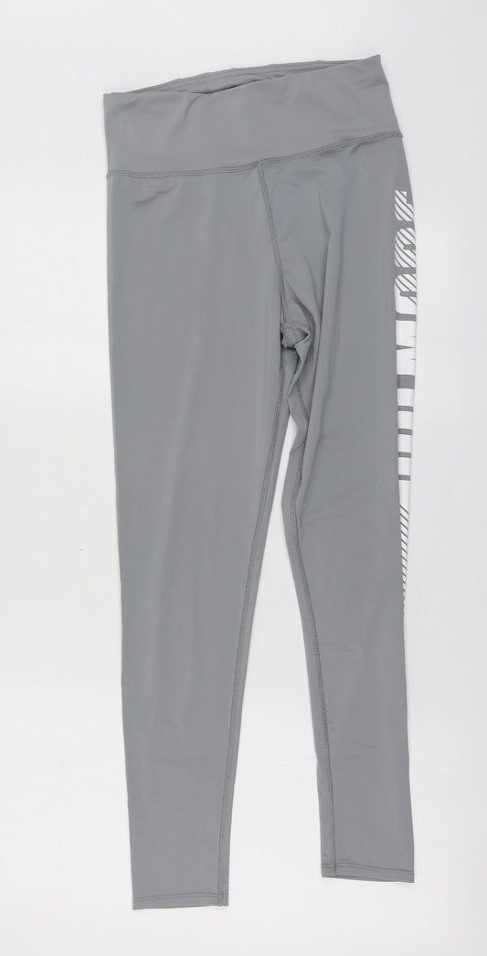 Workout Womens Grey Geometric Polyester Jogger Leggings Size S L25 in Regular