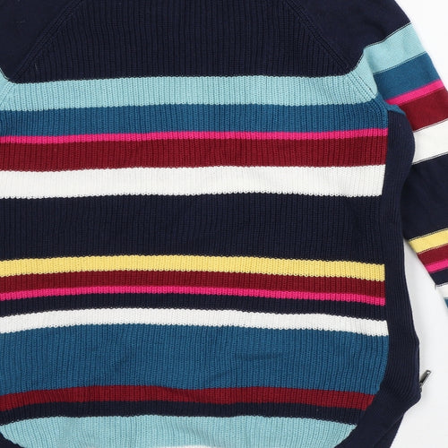 Reitmans Womens Multicoloured Round Neck Striped 100% Cotton Pullover Jumper Size XS