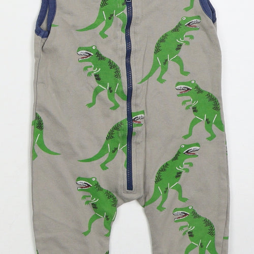 Lily & sid Boys Brown  Cotton Romper One-Piece Size 3-6 Months  Zip - Dinosaurs