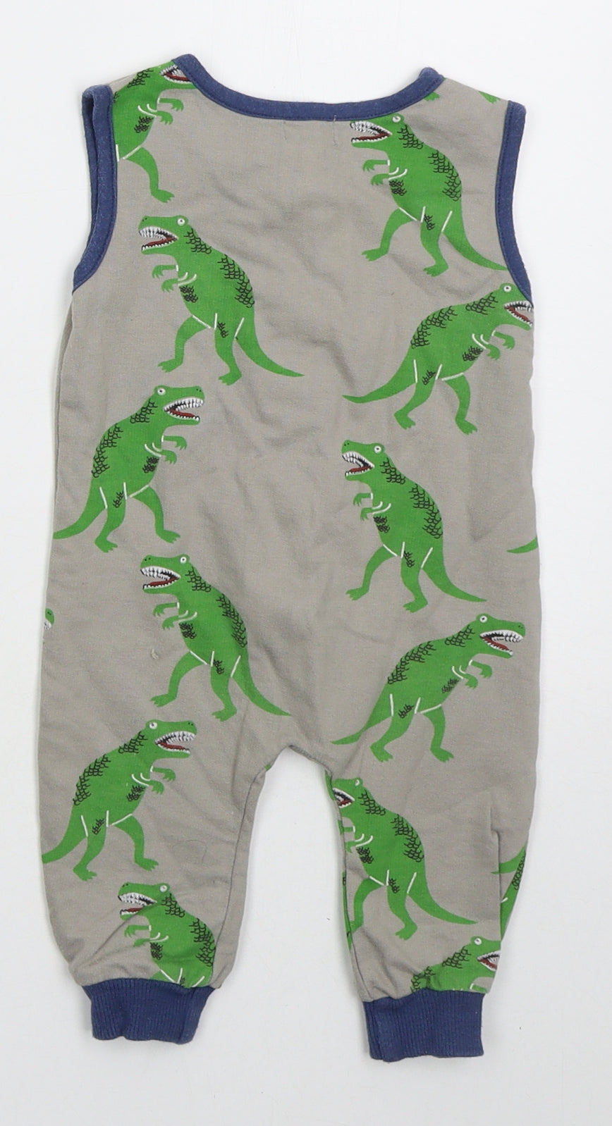 Lily & sid Boys Brown  Cotton Romper One-Piece Size 3-6 Months  Zip - Dinosaurs