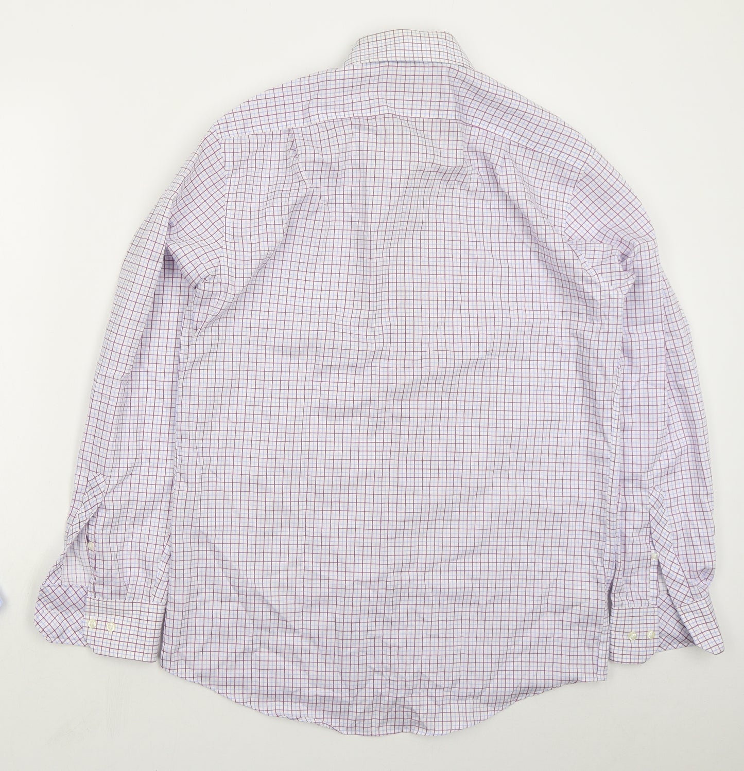 Marks and Spencer Mens Pink Check Cotton  Dress Shirt Size 15.5 Collared Button