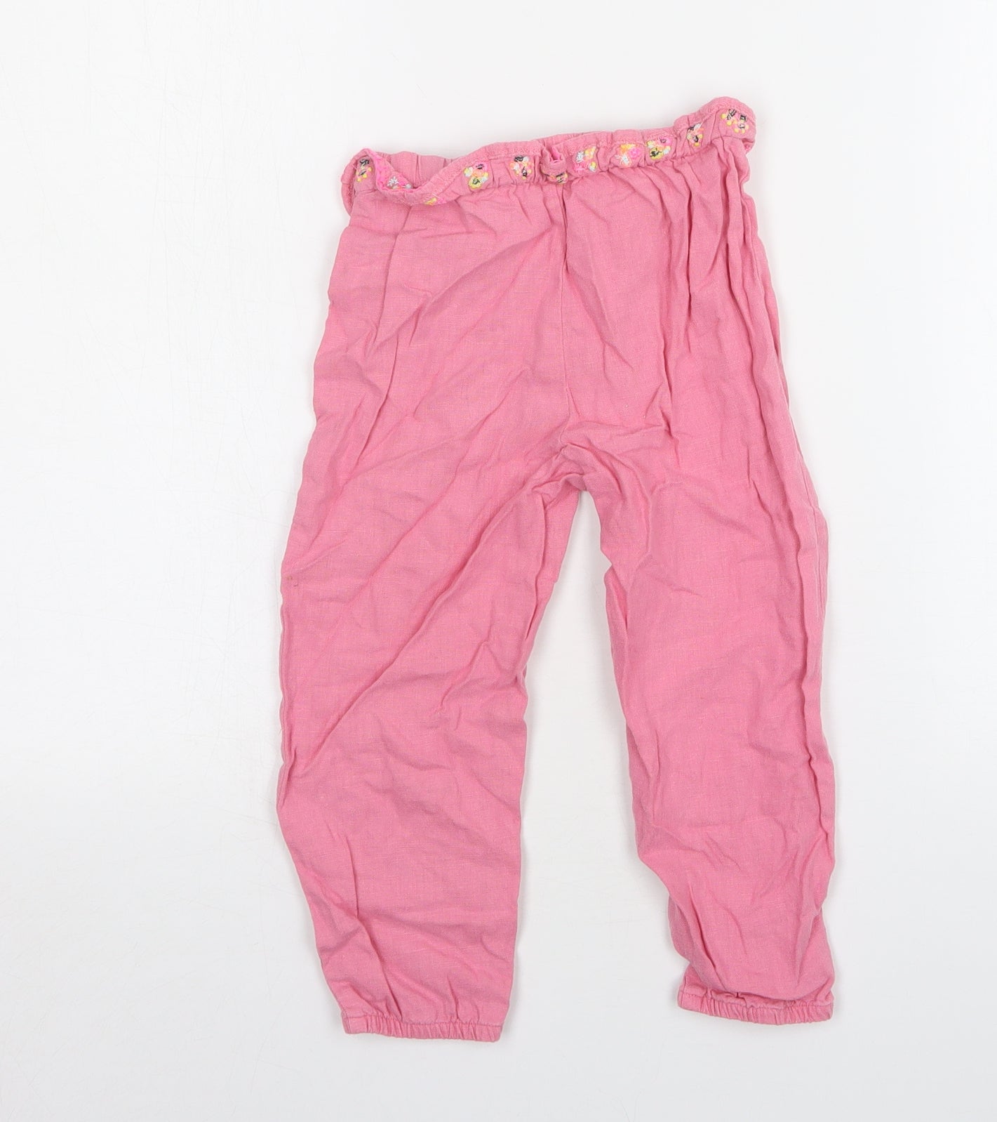 NEXT Girls Pink  Linen Jogger Trousers Size 2-3 Years  Regular