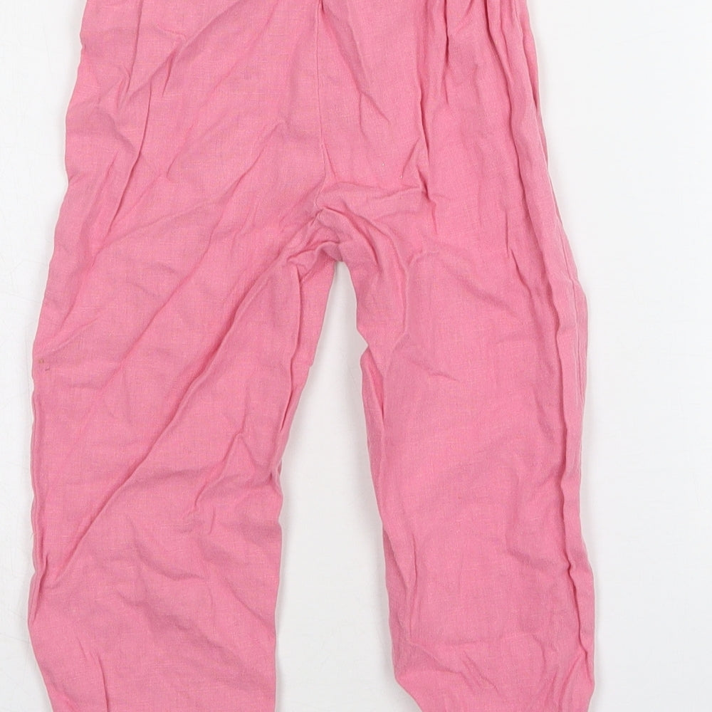 NEXT Girls Pink  Linen Jogger Trousers Size 2-3 Years  Regular