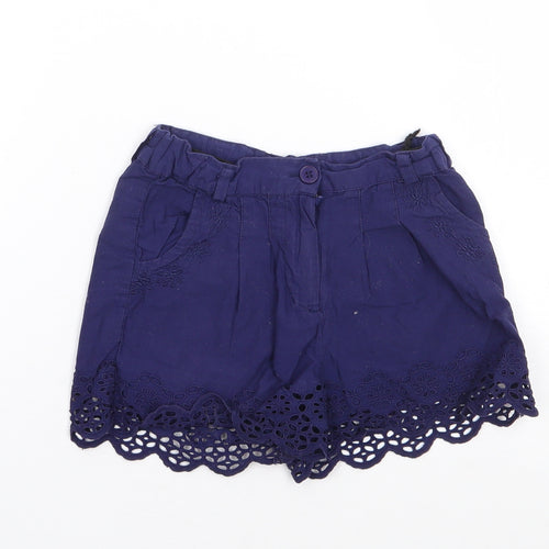TU Girls Blue  100% Cotton Chino Shorts Size 6 Years  Regular Zip
