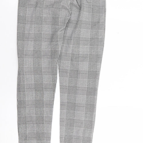 H&M  Girls Black Check Cotton Jogger Trousers Size 12 Years L24 in Regular
