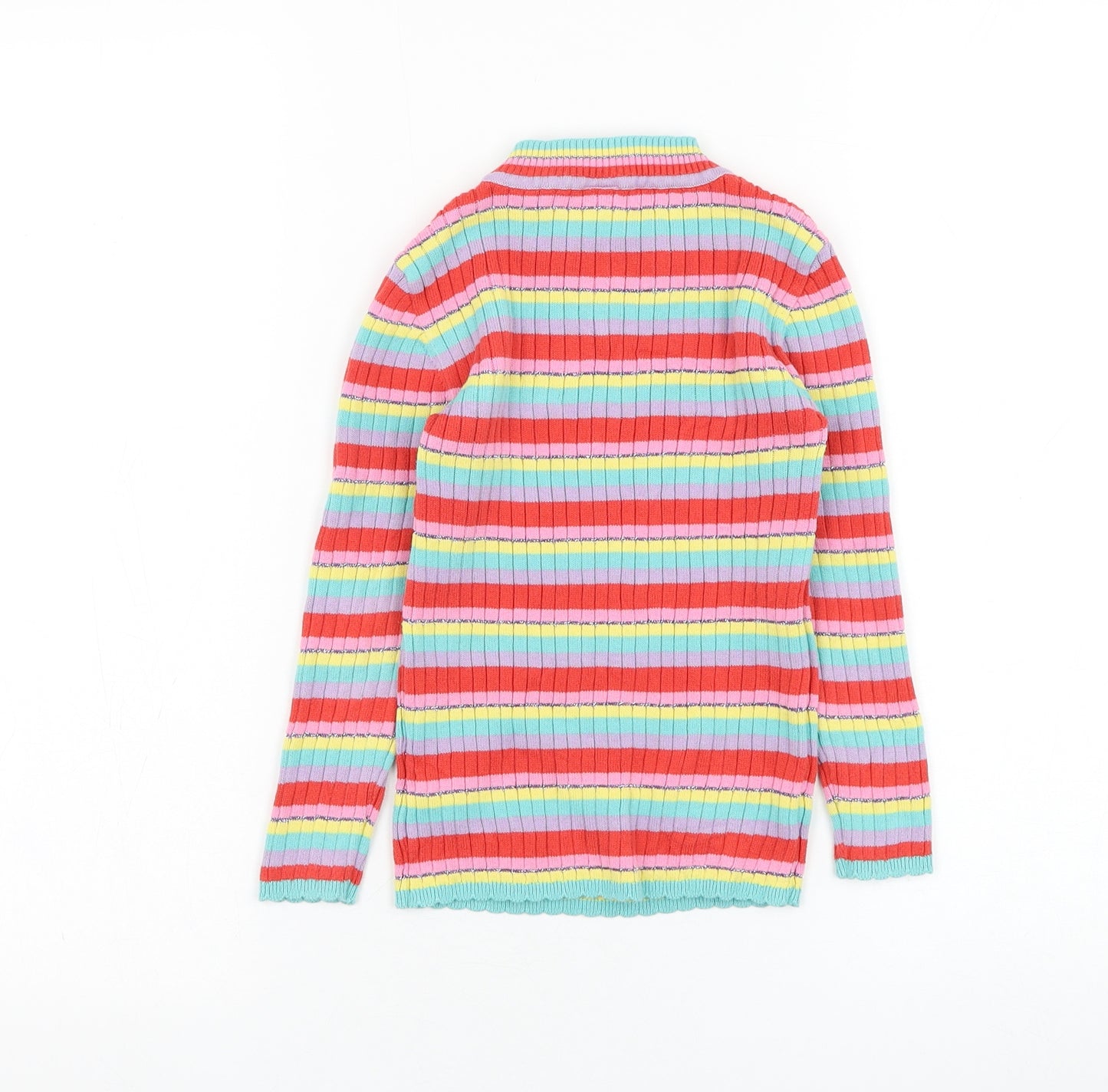 TU Girls Multicoloured Round Neck Striped Cotton Pullover Jumper Size 5-6 Years  Pullover