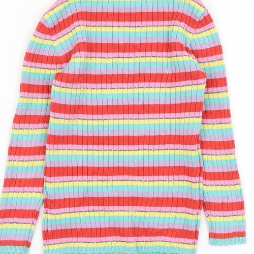 TU Girls Multicoloured Round Neck Striped Cotton Pullover Jumper Size 5-6 Years  Pullover