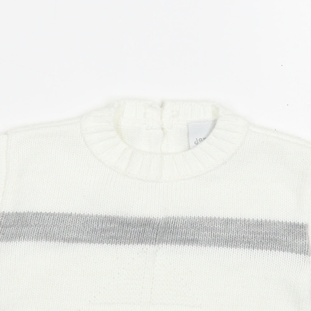 Dandelion Baby White Striped Acrylic Pullover Jumper Size 6-9 Months  Button - Boat