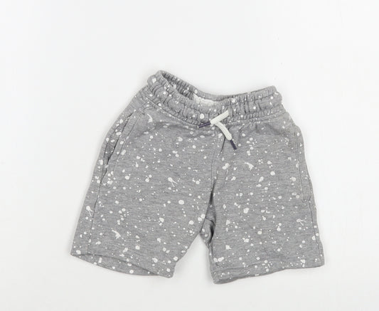NEXT Boys Grey Geometric Cotton Sweat Shorts Size 3 Years  Regular Drawstring