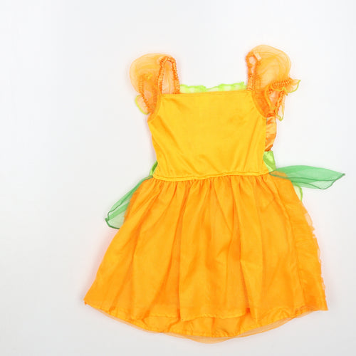 George Girls Orange Polyester Ball Gown Size 3-4 Years Square Neck Pullover - Fancy Dress