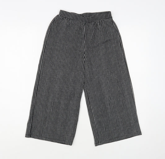 F&F Girls Black Check Polyester Capri Trousers Size 9-10 Years Regular