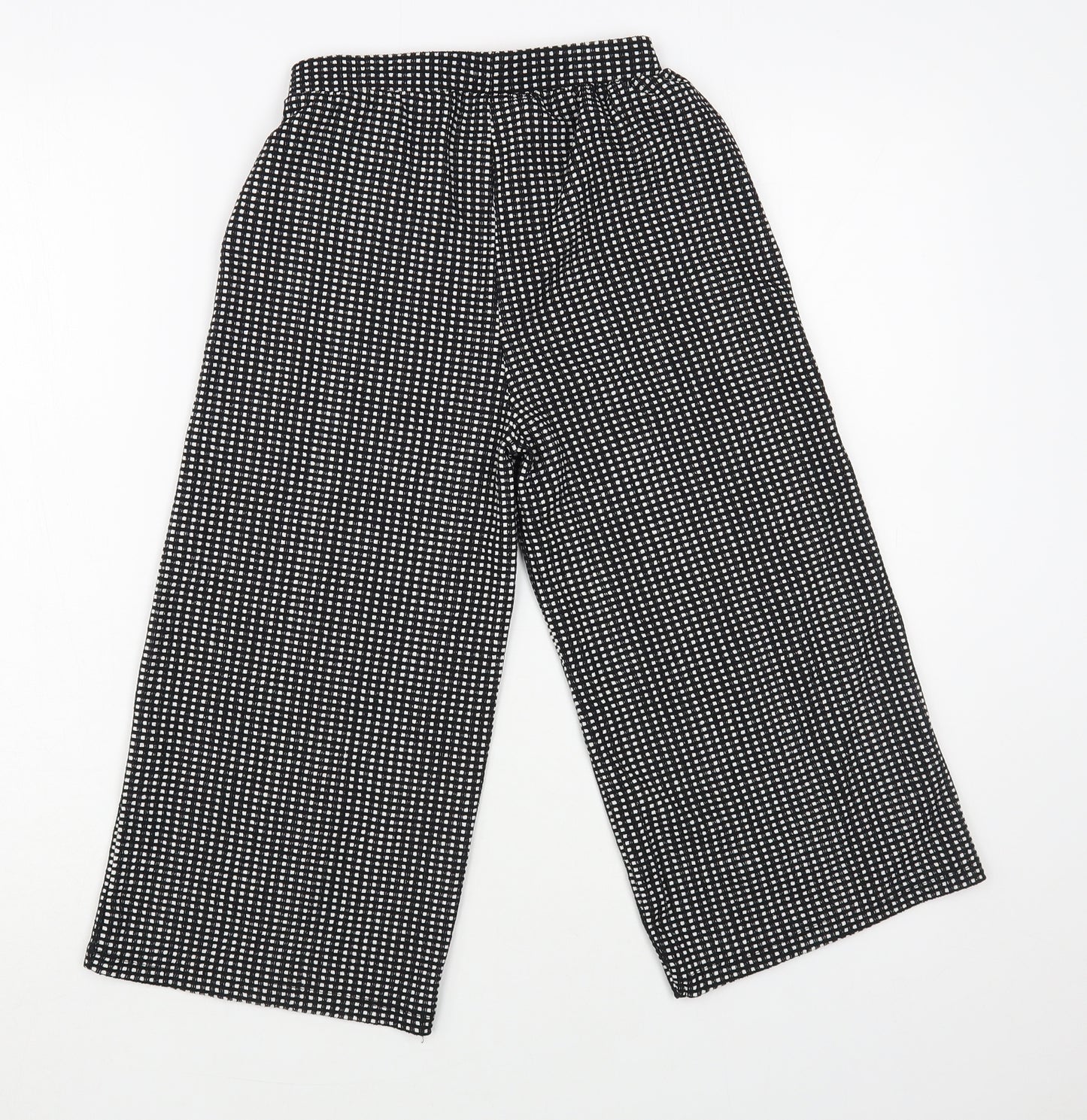 F&F Girls Black Check Polyester Capri Trousers Size 9-10 Years Regular