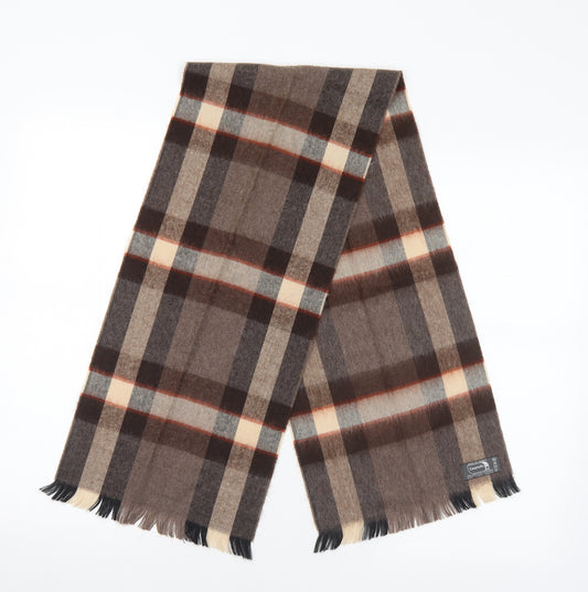 COURTELLE Mens Brown Plaid Acrylic Scarf One Size