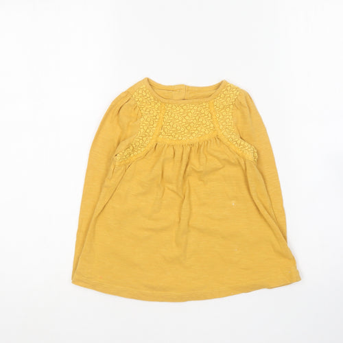 Dunnes Stores Girls Yellow Cotton Shift Size 5 Years Round Neck