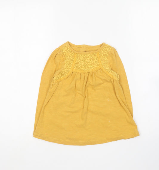 Dunnes Stores Girls Yellow Cotton Shift Size 5 Years Round Neck