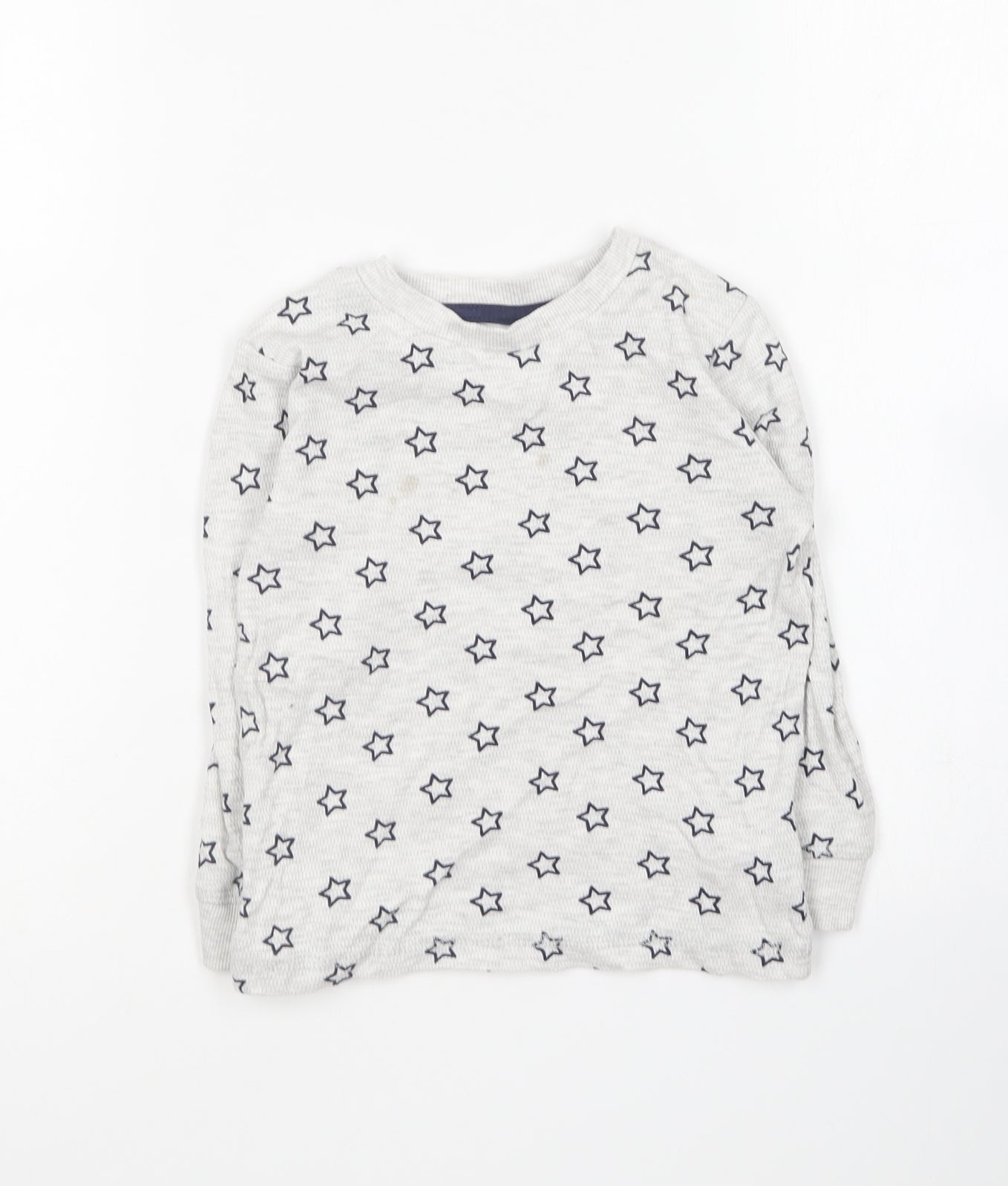 Dunnes Stores Boys Grey Round Neck Geometric Cotton Pullover Jumper Size 3-4 Years - Star print