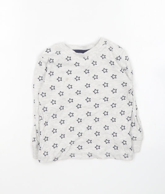 Dunnes Stores Boys Grey Round Neck Geometric Cotton Pullover Jumper Size 3-4 Years - Star print