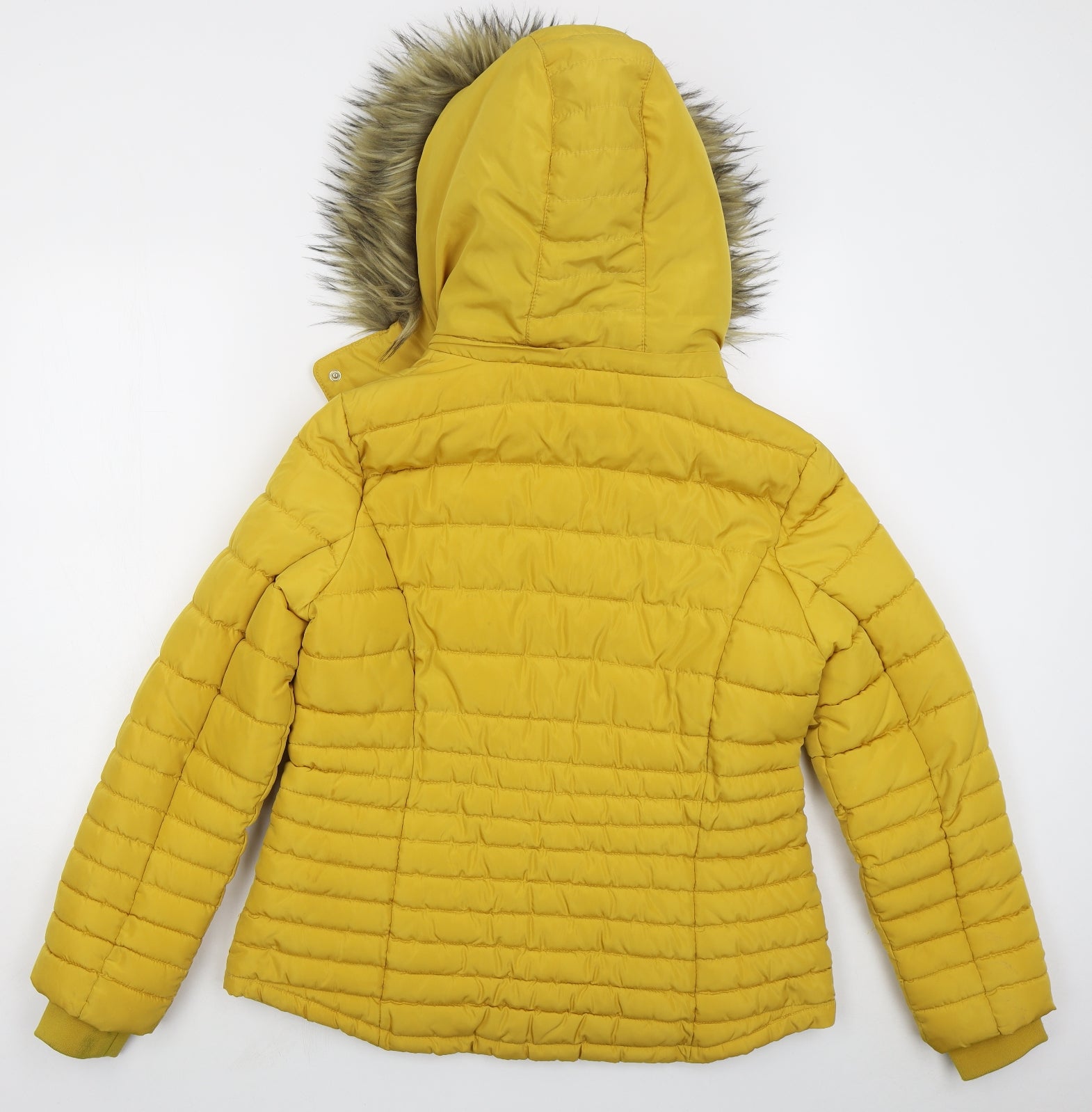 F F Womens Yellow Quilted Coat Size 16 Zip Preworn Ltd