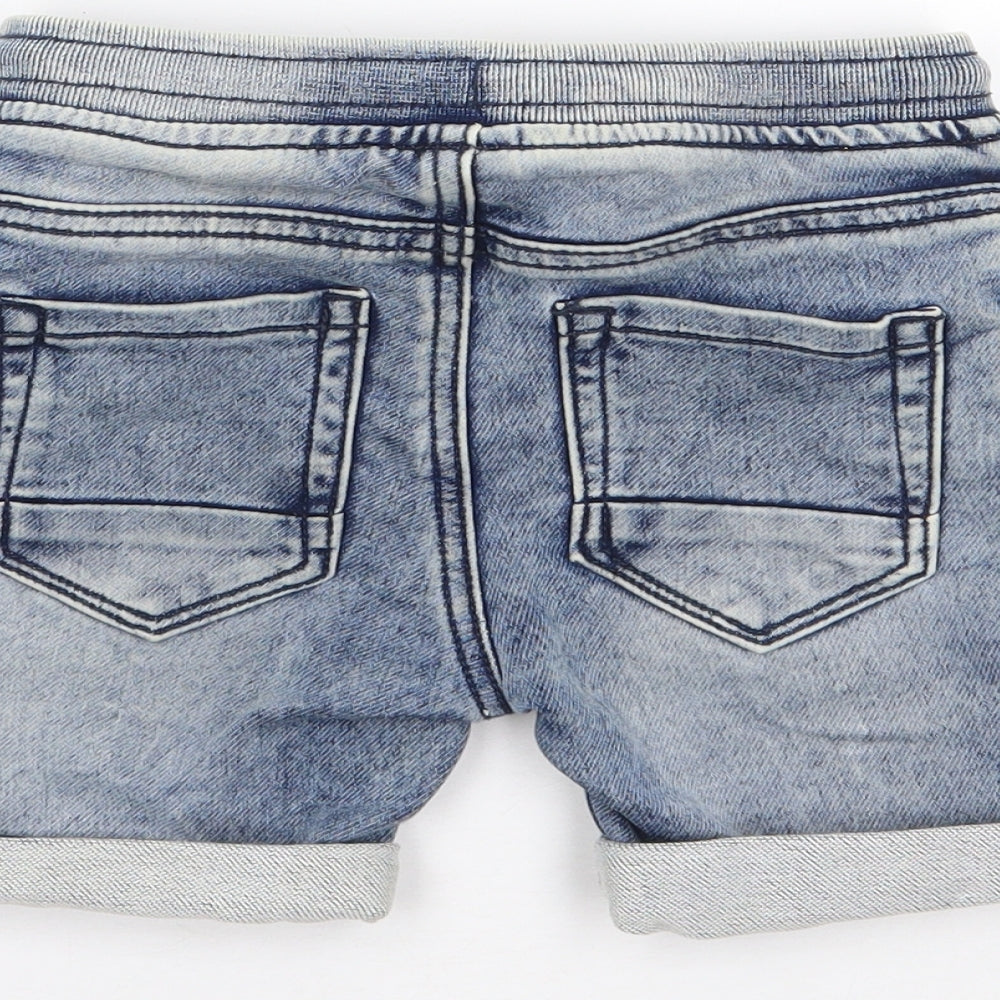 TU Boys Blue Cotton Cargo Shorts Size 2-3 Years Regular Drawstring