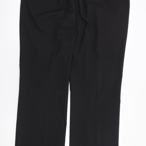 River Island Mens Black Striped Polyester Trousers Size 36 L33 in Regular Zip