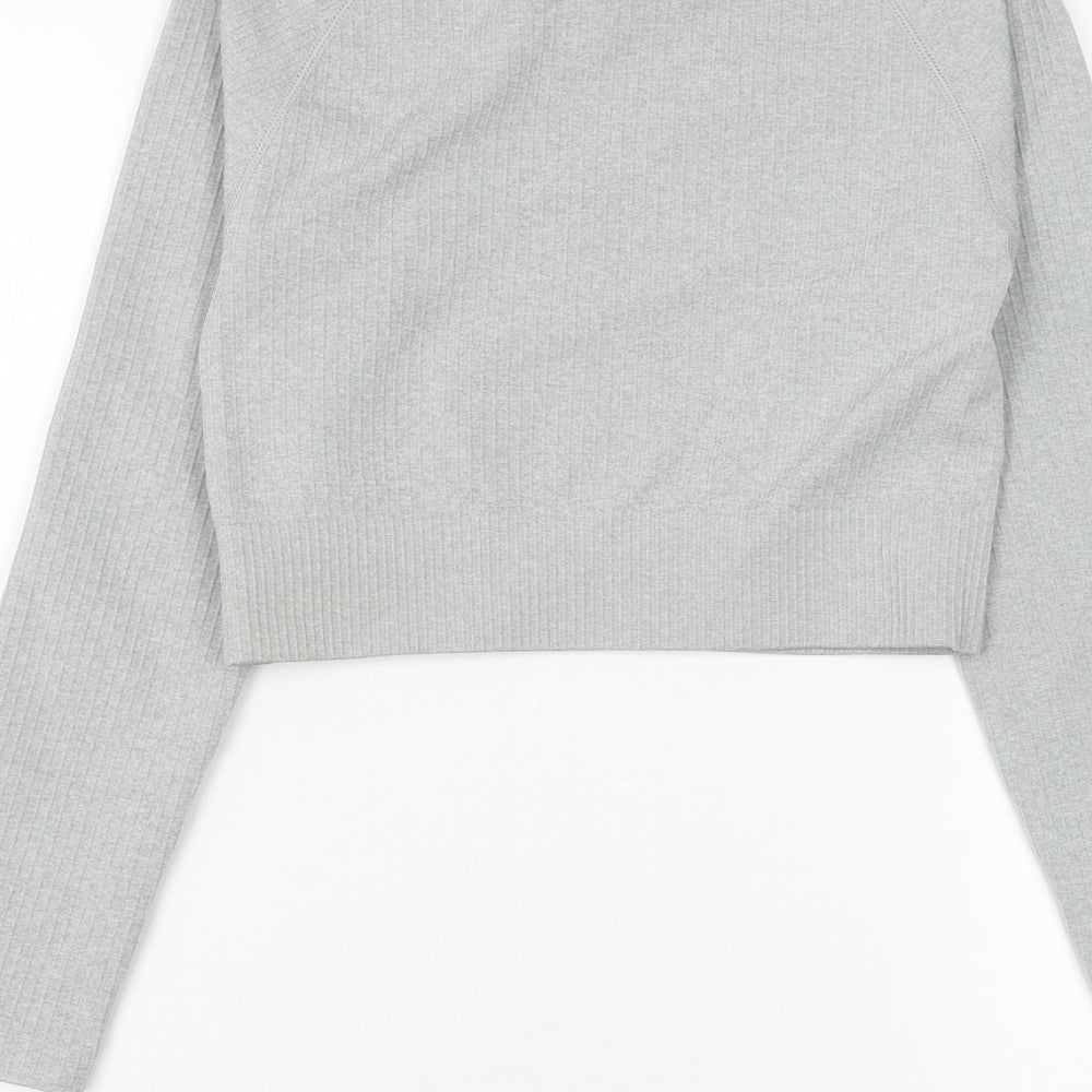 Preworn Womens Grey Polyamide Basic T-Shirt Size M Round Neck Pullover