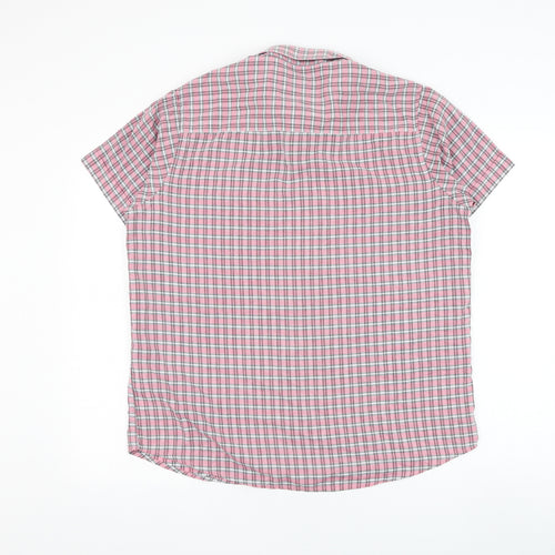Premier Man Mens Pink Check Polyester Button-Up Size L Collared Button