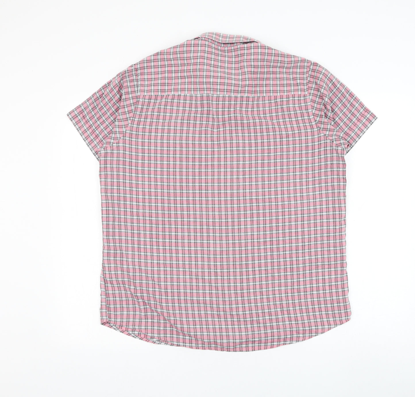 Premier Man Mens Pink Check Polyester Button-Up Size L Collared Button