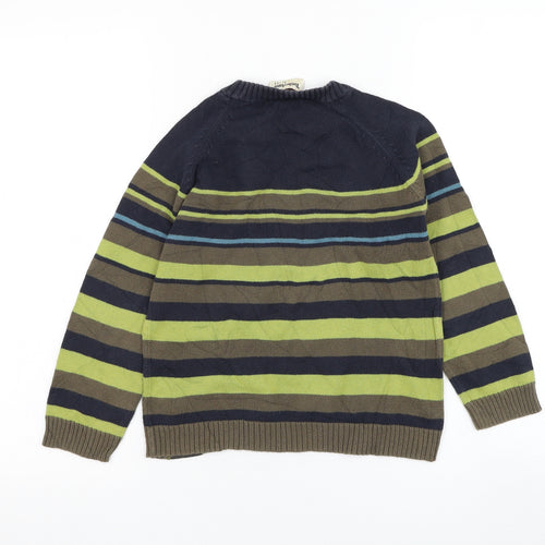 Timberland Boys Blue Round Neck Striped Cotton Pullover Jumper Size 8 Years Pullover