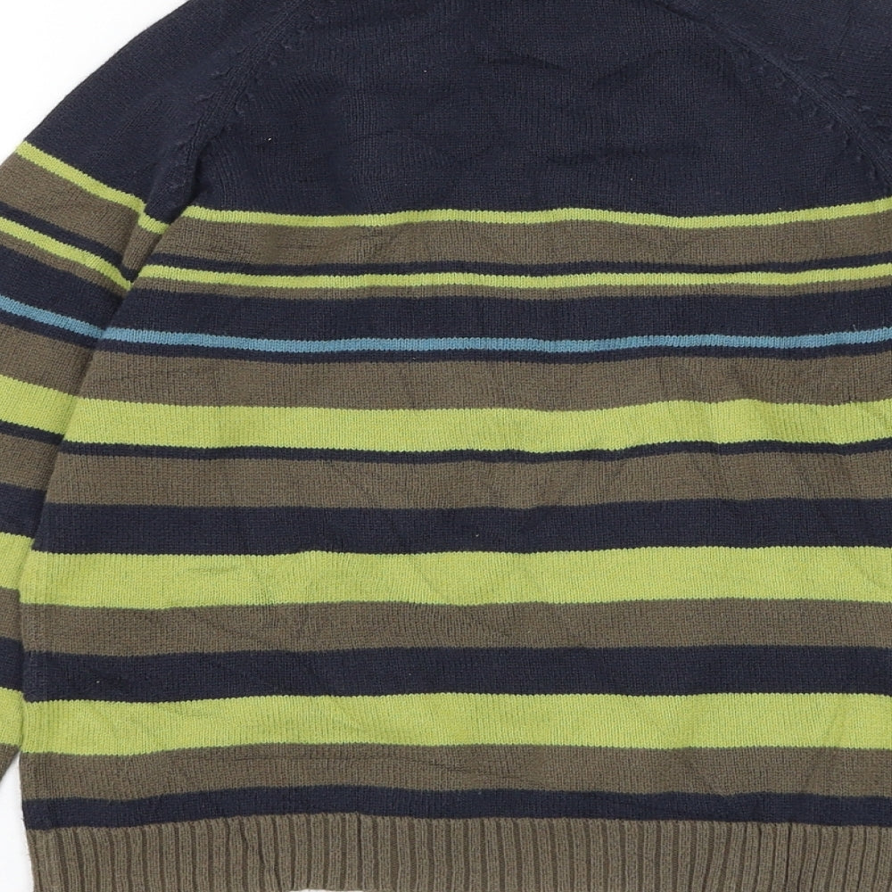 Timberland Boys Blue Round Neck Striped Cotton Pullover Jumper Size 8 Years Pullover