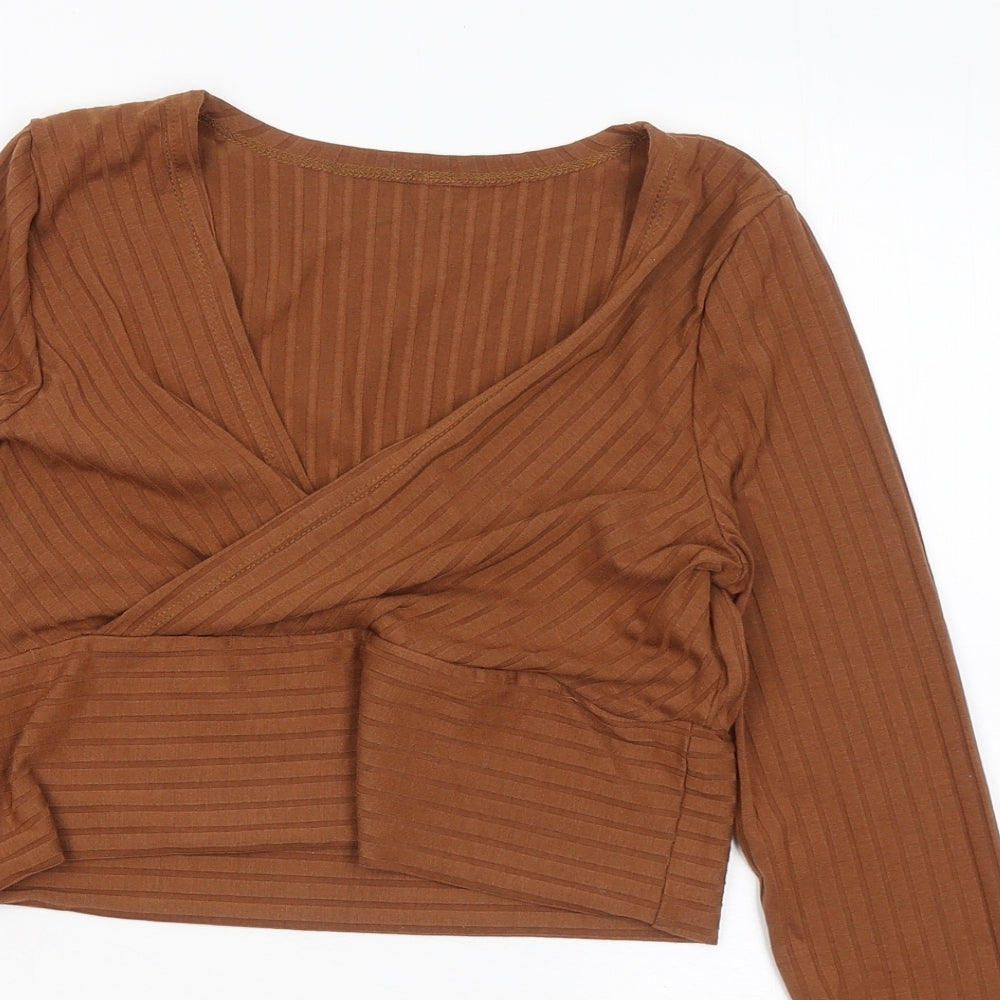 SheIn Womens Brown V-Neck Polyester Vest Jumper Size 2XL – Preworn Ltd