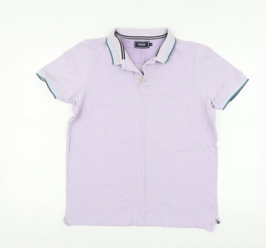 Maine Mens Purple Cotton Polo Size M Collared