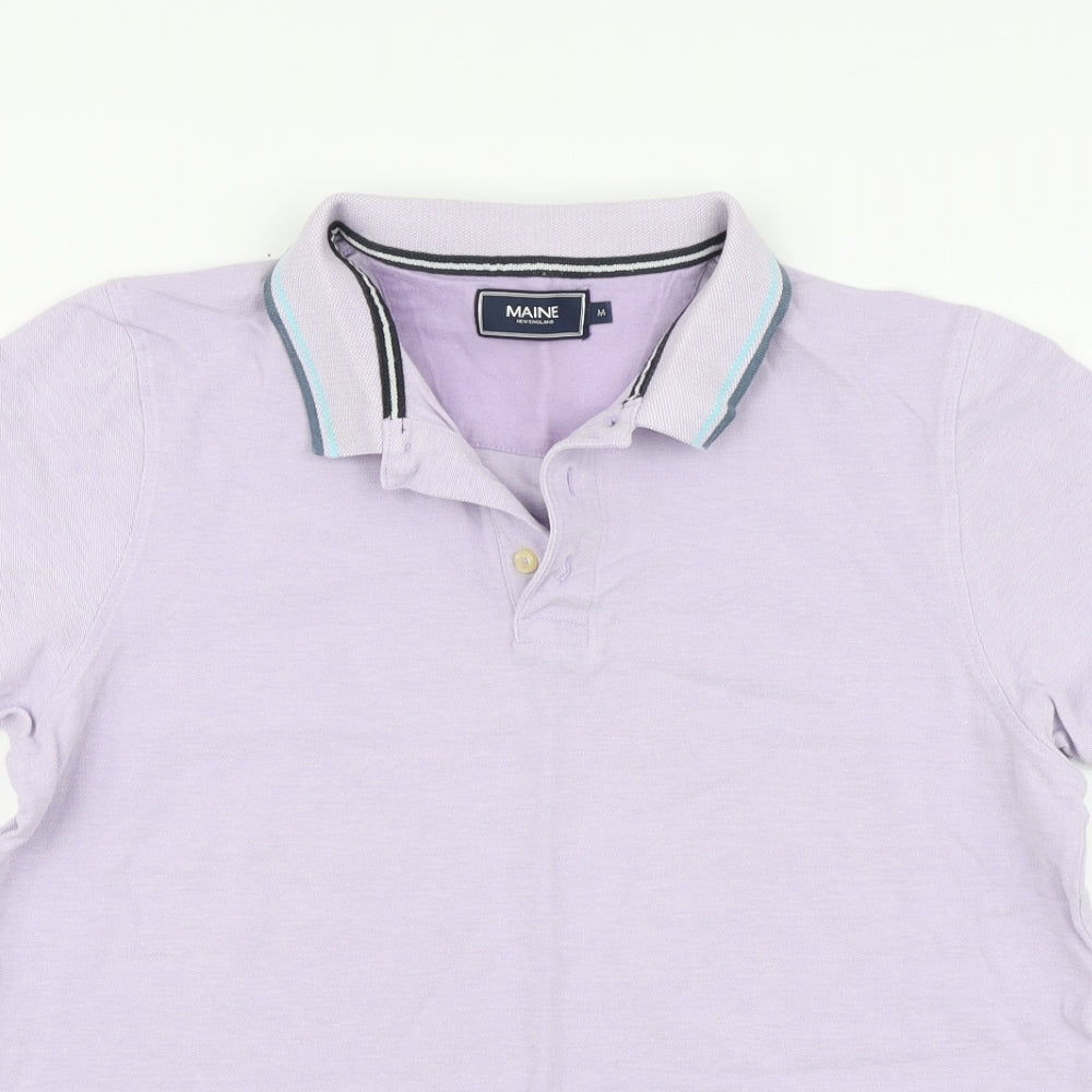 Maine Mens Purple Cotton Polo Size M Collared