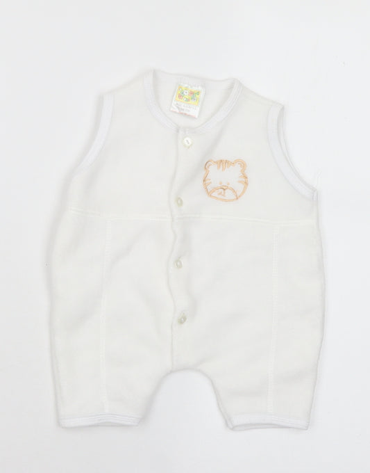 Preworn Baby White Polyester Babygrow One-Piece Size 0-3 Months Button