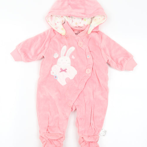 Winder Bear Girls Pink Polyester Babygrow One-Piece Size 0-3 Months Snap - Bunny
