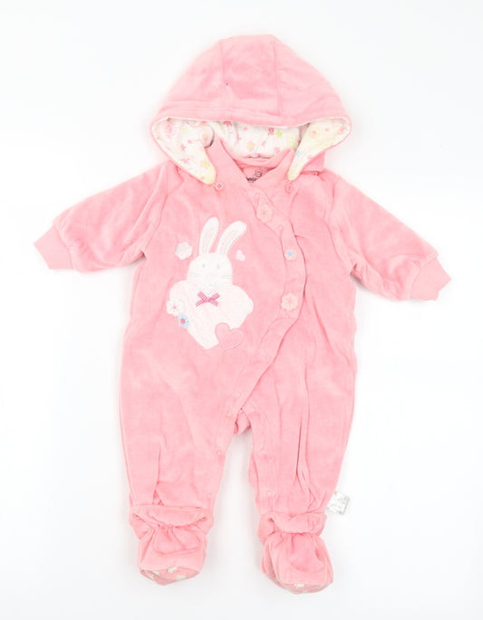 Winder Bear Girls Pink Polyester Babygrow One-Piece Size 0-3 Months Snap - Bunny