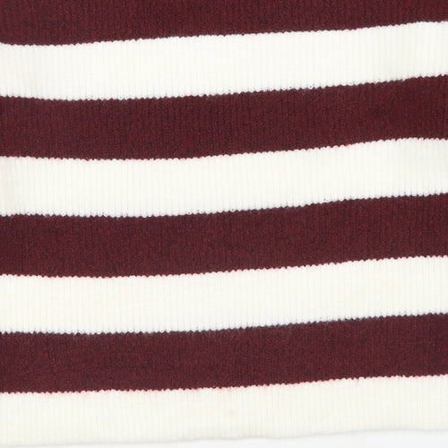 Primark Girls Red Round Neck Striped Acrylic Pullover Jumper Size 13-14 Years Pullover