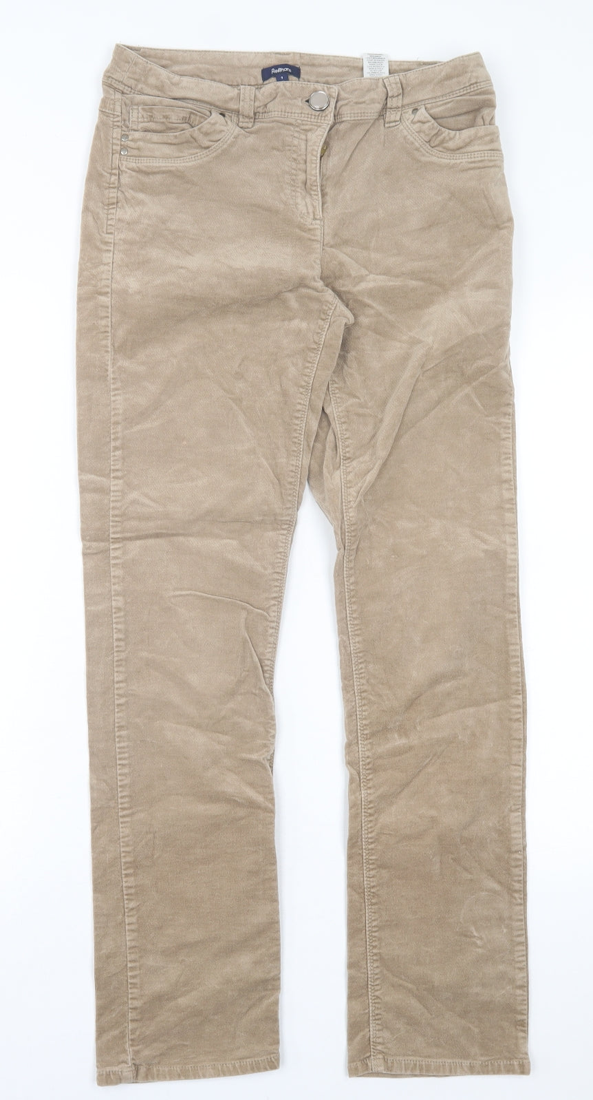 Reitmans Womens Brown Cotton Chino Trousers Size 30 in L30 in Regular Button