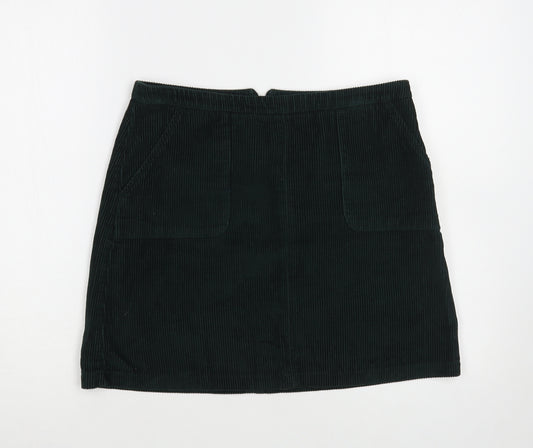 New Look Girls Green Cotton Mini Skirt Size 14 Years Regular Zip