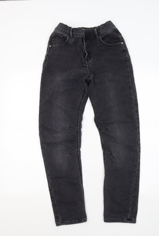 F&F Girls Black Cotton Straight Jeans Size 13 Years Regular