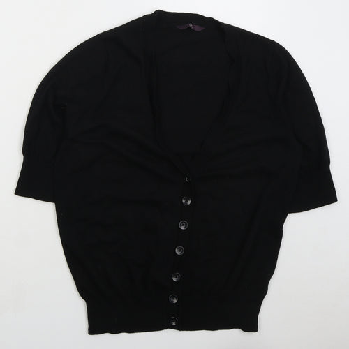 Arcadia Womens Black V-Neck Cotton Cardigan Jumper Size 14