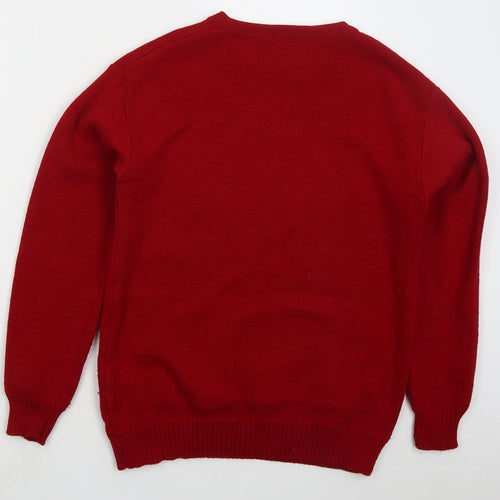Stylo Mens Red Crew Neck Acrylic Pullover Jumper Size S - Let It Snow