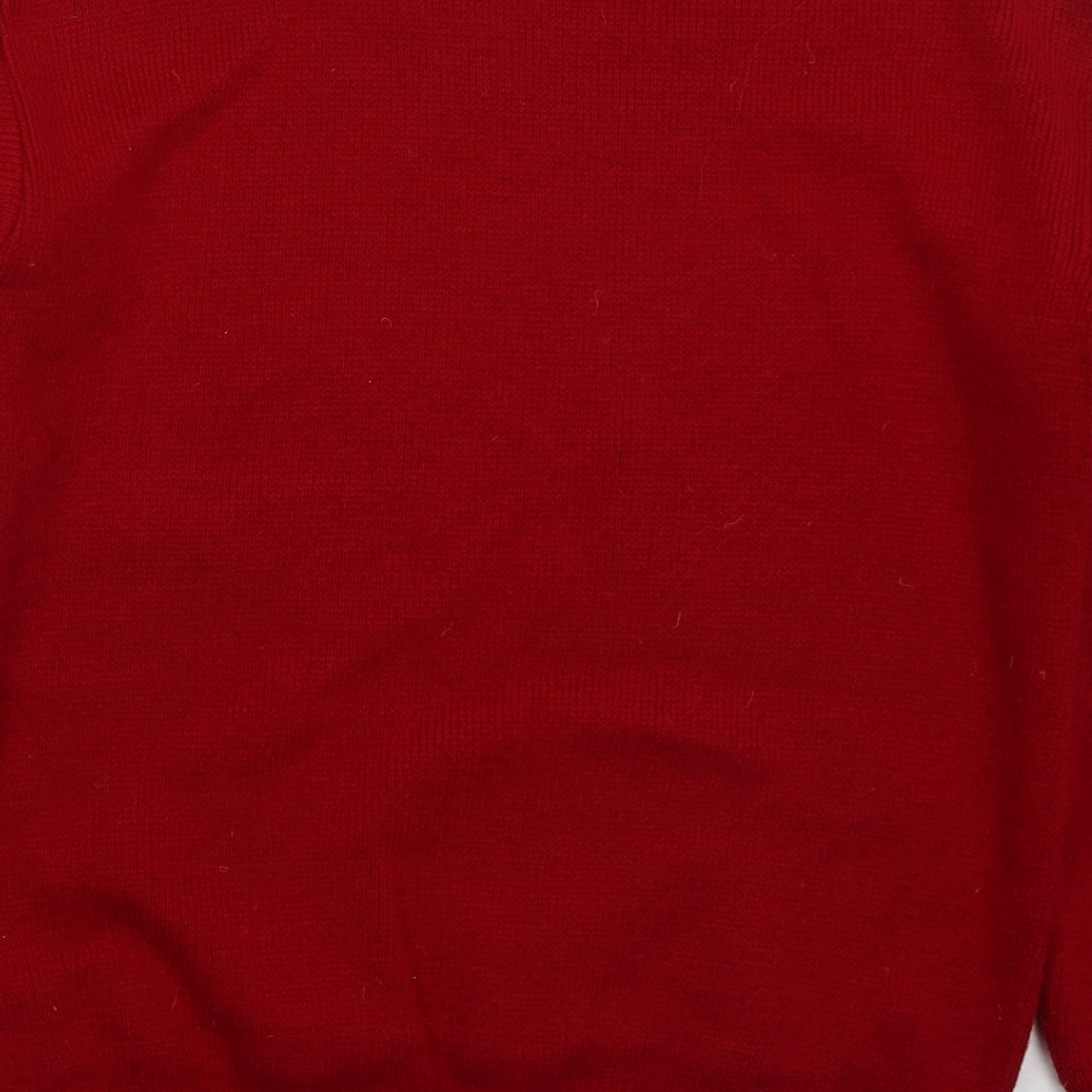 Stylo Mens Red Crew Neck Acrylic Pullover Jumper Size S - Let It Snow