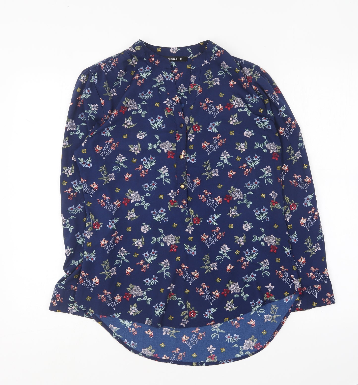 Full Circle Womens Multicoloured Floral Polyester Basic Blouse Size 10 V-Neck