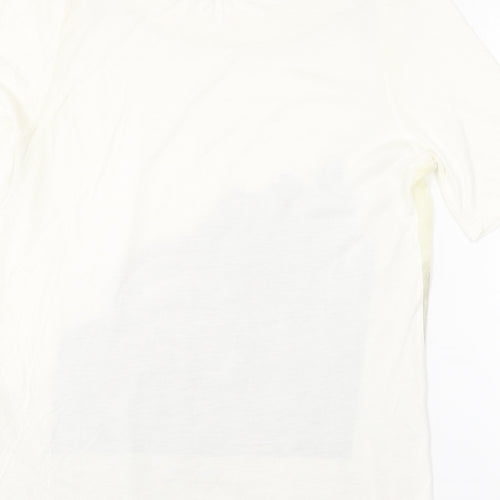Garcia Womens Ivory Cotton Basic T-Shirt Size L Round Neck