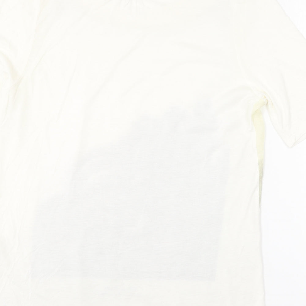 Garcia Womens Ivory Cotton Basic T-Shirt Size L Round Neck