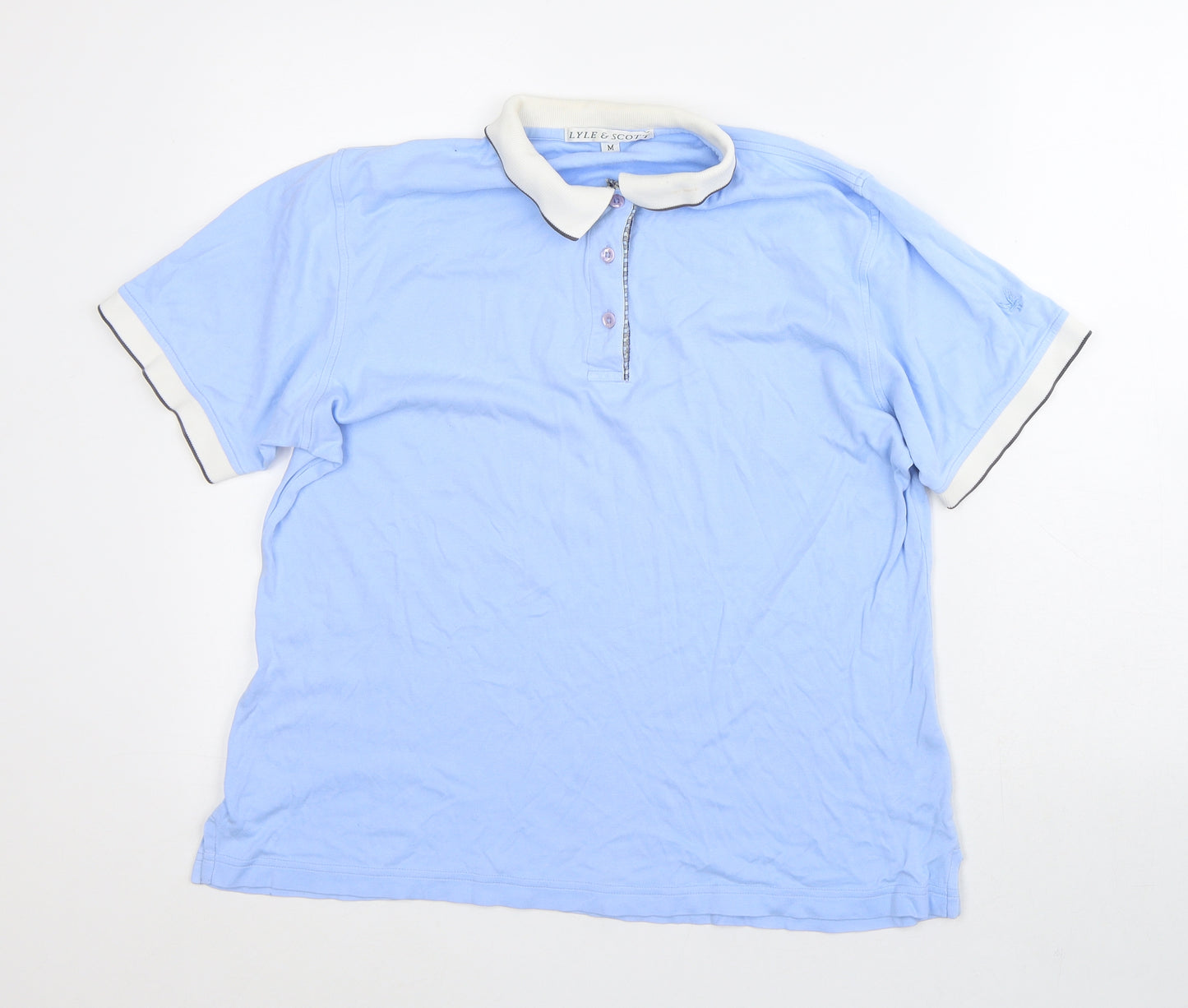 Lyle & Scott Womens Blue 100% Cotton Basic Polo Size M Collared