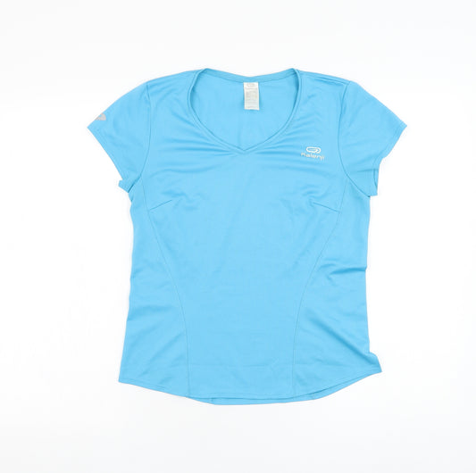 Kalenji Womens Blue Polyester Basic T-Shirt Size 10 V-Neck Pullover