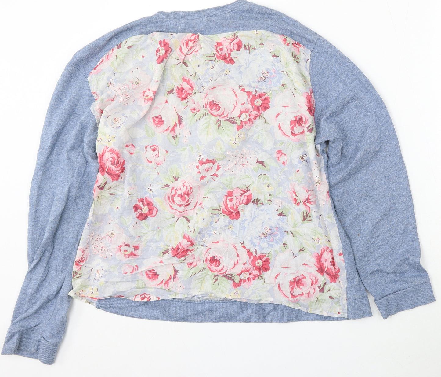 Cath Kidston Womens Blue Round Neck Floral Cotton Pullover Jumper Size S